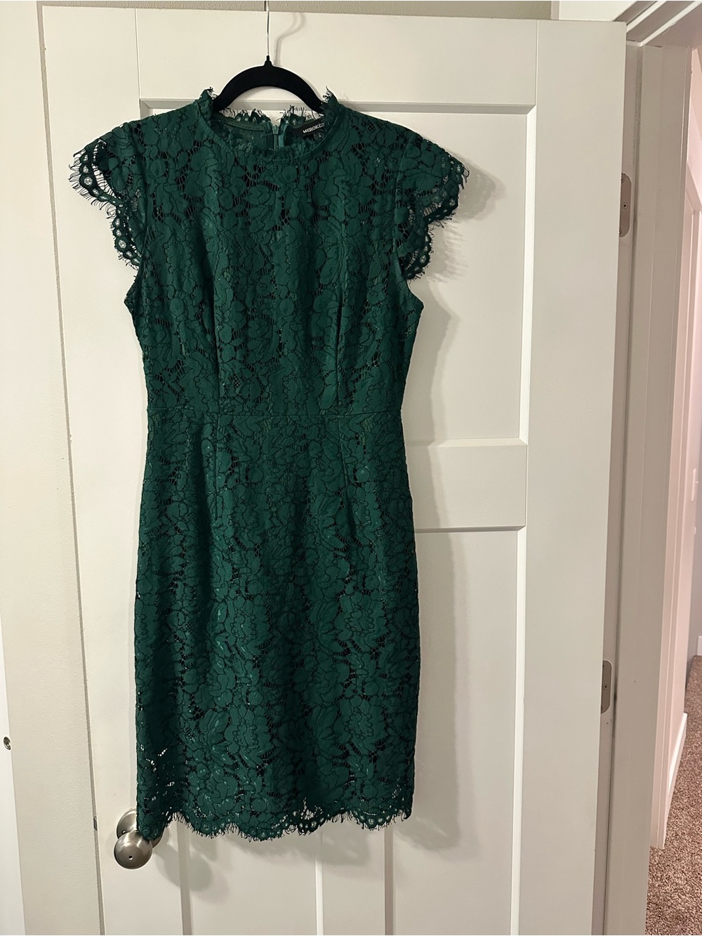 Sleeveless Dark Green Lace Midi Dress - Picture 3 of 4